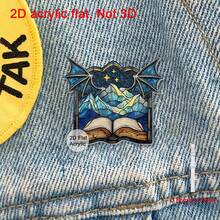 1 pieza Broche de acrílico con diseño de ala de libro de cielo estrellado de vidrio esmerilado, diseño de mosaico fantástico exquisito, material de alta transparencia, insignia para amantes de los libros, adecuado para atuendo diario/de fiesta, regalo de cumpleaños cálido - Multicolor - Ver 1