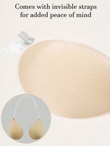 2pcs Dual-Use Round Cup Push-Up Breast Pads With Front Clasp Design + Detachable Spaghetti Strap Strap, Anti-Slip Dotted Texture, Invisible Seamless, Suitable For Evening Gown / Backless / Strappy Tops - Multicolor - View 3