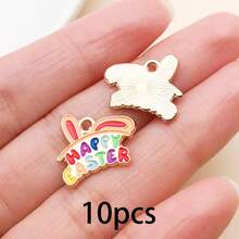 10/20Pcs Easter Enamel Charms Bulk, Colorful Bunny & Egg Pendants For Jewelry Making, DIY Bracelet Necklace Keychain Supplies - Multicolor - View 26