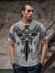 Skyrend Men's Novelty 3D Digital Print Short Sleeve T-Shirtemo - Multicolor - View 1