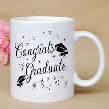 [Envío en 24 horas dentro de México]Taza de graduación de cerámica con doble impresión de 11 onzas - Taza reutilizable y aislada para café/té con diseño de "Felicitaciones, Graduado", lavable a máquina, regalo de graduación versátil. - 2 - Ver 3
