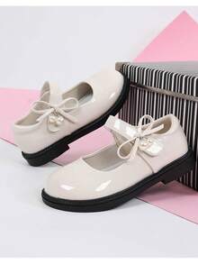 British Style Girls' Black Leather Shoes, White Performance JK Small Leather Shoes, Soft Sole Breathable Children's Princess Shoes - Apricot - View 1