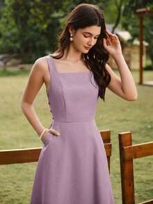 xheVintamour Vestido de mujer elegante y vintage con bolsillos y botones, vestimenta casual para vacaciones de verano, vestidos románticos de verano, vestidos de playa, ropa de los 90, vestidos elegantes de verano, ropa de primavera, vestidos de primavera, vestidos de verano para vacaciones, vestido de playa, vestidos de sol para mujer, vestido azul, vestido de Pascua, ropa de verano para mujer, vestidos para vacacionesxhe - Rosa - Ver 7
