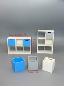 模型屋迷你 DIY 自由組合抽屜書架收納架，迷你書架收納櫃，收藏家迷你收納盒，非木製耐用 PLA 材質家具裝飾 - 彩色 - 查看 9
