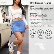 guangzhougaolangshangmao  Minifalda de mezclilla con cintura elástica y bolsillos cargo para mujer - Azul - Ver 3