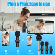 Wireless Clip-On Microphone, Compatible With IPhone And Type-C Interface, 2.4G Ultra-Low Latency Noise Reduction Chip, Suitable For Live Streaming, Interviews, Song Recording, Video Podcasts And Content Creators, 50mAh Rechargeable Battery - View 4