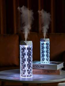 1pc Portable Mini Crystal Humidifier - 2-In-1 RGB Ambiance Night Light - Silent Dual Spray Mode - Multi-Color Gradient Lamp - Air Humidifier - Gift Decoration For Home, Bedroom, Office, And Travel - Seven-color Crystal Table Lamp - View 4