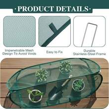 28/7pcs Pop-Up Plant, Vegetable, And Fruit Insect Protection Cover Set = (4/1 Insect-Proof Net + 24/8 Ground Pegs) Anti-Bird And Insect Barrier, Protective Cover For Flower Planting - 28 chi tiết/bộ (4 tấm lưới phủ + 24 cọc cắm đất) - Xem 4