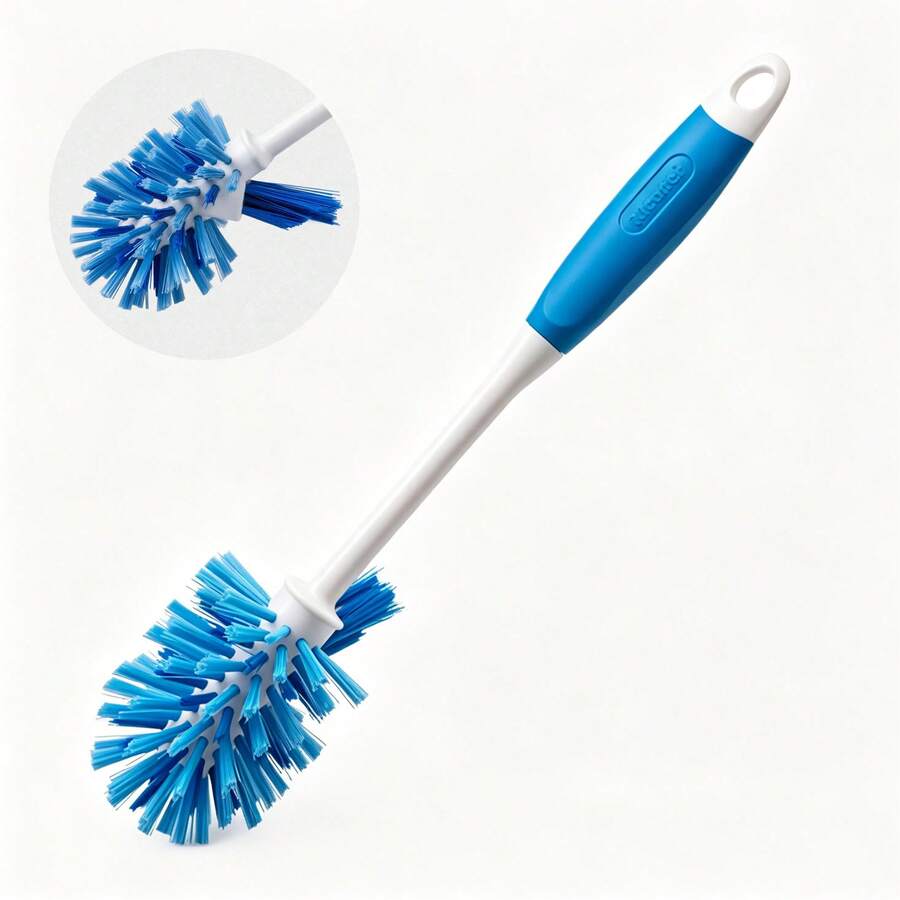Kleaner Cepillo de baño con cerdas anguladas - Diseño invertido que llega a los puntos ciegos debajo del borde, limpia a fondo las esquinas estrechas, mango largo resistente para baños domésticos y de hotel - Herramienta de limpieza esencial - azul - Ver 1