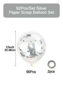 21/51/92 Silber Glitzer Ballon Set, 12 Zoll/30,48cm Silber Aluminiumfolie Konfetti Ballons, inklusive Bänder, geeignet für Geburtstage, Hochzeiten, Valentinstag Jahrestage, Singles, Abschlussfeiern, Weihnachtsthemen Party Dekorationen - Silber - Übersicht 11