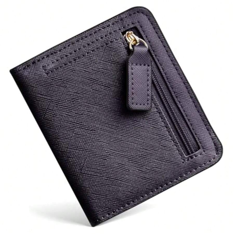 Toughergun Women's Small Slim Leather Wallet With RFID Protection, Compact Bifold Mini Purse With Clear ID Window - CH Steel Purple - View 1