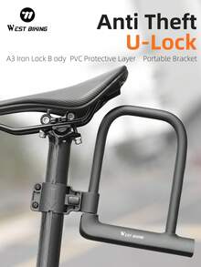 WEST BIKING Bike Lock Anti-Theft Lock Motorcycle Bicycle MTB U Lock With Keys Bike Accessories - Multicolor - View 1