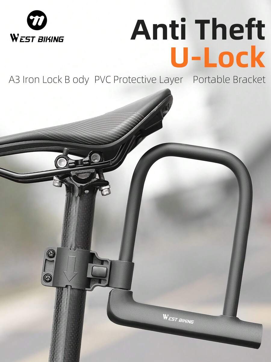 WEST BIKING Bike Lock Anti-Theft Lock Motorcycle Bicycle MTB U Lock With Keys Bike Accessories - Multicolor - View 1