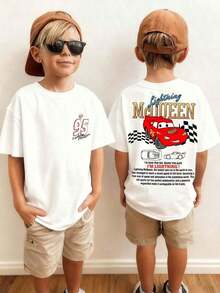 Disney Cars Lightning McQueen Kids' Tee, Double-Sided Print Cool Kids' Wear - White - View 7