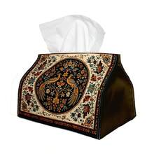 1pc Vintage Paper Towel Holder Box, Decorated With Persian Floral Badge Design, Suitable For Home Party, Car, Kitchen, Dining Table, Wedding Decor, Desktop Storage Box - Multicolor - View 7