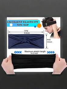1 pieza Banda para la cabeza deportiva para hombres, absorbente de humedad y sudor, elástica, para fitness, yoga y running, multicolor, de tela suave, banda para el sudor - Multicolor - Ver 3