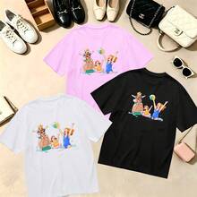 Choose One Of The Three Sets Women's T-Shirt Kawaii Summer Vibes, 100% Cotton, Oversized, Soft Breathable, Casual Crewneck, Short Sleeve Top, Retro Aesthetic, Streetwear, Cat Lovers - 白色 - 查看 8