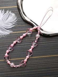 Transparent Heart Beaded Phone Lanyard, Creative Versatile Accessory Strap For Phone, Camera, Bag, Key Chain - Multicolor - View 5