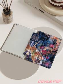 虎百合圖案 適用於 Ipad Air 8 (M4) 2026 (11 吋)/2026 (13 吋), Air 4/5 10.9 吋, 第 10 代, 7/8/9 代 10.2 吋, Galaxy Tab S6 10.4 吋, Tab A7 Lite 8.7 吋, INS 風格 內建筆槽, 自動休眠/喚醒, 適合返校、情人節、節日禮物 - 彩色 - 查看 6