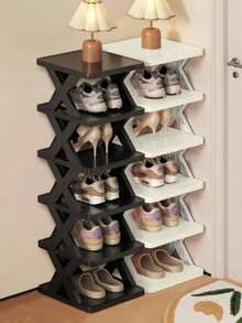 Estantería para zapatos plegable en forma de X multicolor, estantería para zapatos de varias capas para espacios estrechos, estantería para zapatos para el hogar, dormitorio y entrada, esencial para alquiler, herramienta de almacenamiento, organizador de almacenamiento de zapatos independiente DIY, adecuado para uso en la entrada, esencial para la vuelta a la escuela y la mudanza - Multicolor - Ver 4
