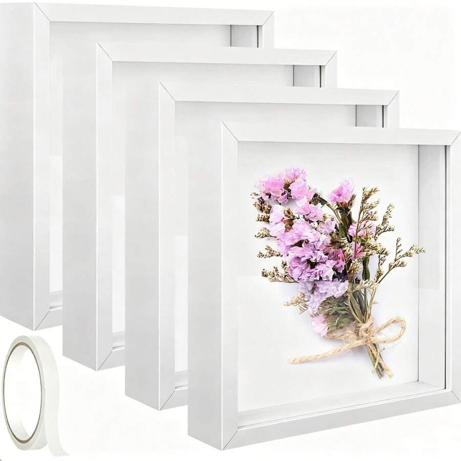 1个手工DIY 3D镂空相框，3厘米，8x8英寸方形3D相框，适用于展示干花、蝴蝶标本、婚礼纪念品、工艺品、奖牌、门票和照片 - A - 查看 1