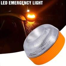 LED 磁吸式汽車警示燈，閃爍手電筒，白色與黃色閃爍模式，電池供電，適用於汽車路邊露營戶外使用，需 3xAAA 電池（不含），送給男女的禮物，夏季必備 - 查看 2