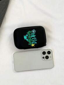 條紋網格海灘包附迷你黑色數據線收納盒，彩色數據線印花化妝包，大容量尼龍拉鍊旅行收納袋，輕便多功能盥洗包，適合存放防曬霜、零食、比基尼、文件、USB線、充電器、耳機及其他春夏必需品，耐用，適用於游泳、海灘、潛水、夏季假期、開學季，送給朋友、家人、女友、同學的理想生日、節日、派對禮物 - 彩色 - 查看 10