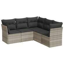 Set de sofás jardín y cojines 5 pzas ratán sintético gris claro - A - Ver 2