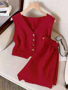 Conjunto de dos piezas para mujer para uso diario - Burdeos - Ver 7