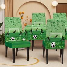 1/4/5/6/7 buah Sarung Kursi Makan, Taplak Meja Motif Patchwork Sepak Bola Biru, Cocok Untuk Restoran, Dekorasi Kafe, Dekorasi Liburan, Hadiah Rumah - MultiWarna - View 5