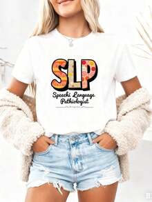 Speech-Language Pathologist (SLP) T-Shirt, Gifts For SLP, Sign Language T-Shirt, Speech-Language Pathologist T-Shirt, Gift For Speech-Language Pathologist, Language Pathology, Pure Cotton SLP T-Shirt - 白色2 - 查看 4