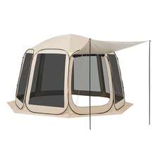 Screen House Tent, 12 X 11 Ft, 10-12 Person Pop Up Screen Tent With Extended Awning, Portable Screened In Canopy With Carry Bag, Netting Sides, For Patio, Backyard, And Outdoor Activities, Beige - 12 X 11 Ft, 10-12 Person With Extended Awning - View 9