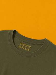 Black Casual Minimalist T-Shirt With American Beer Glass Design | 100% Cotton, Brazilian Style, Perfect For Hanging Out With Friends And At The Bar - 軍綠色 - 查看 5