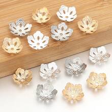 100pcs/Pack 5-Petal Flower Beads Spacers, 13.5mm Iron Hollow Flower Spacer Beads For Jewelry Making, DIY Vintage Elegant - Flower Beaded Hat - View 6