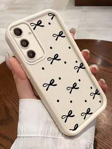 1 Piece Minimalist Creative Personalized Cute High-End Mobile Phone Case, Compatible With Samsung S25Ultra/S25Plus/S25/S25FE/S24Ultra/S24Plus/S24/S24FE/S23Ultra/S23FE/S23/S23+/S22Ultra/S22/S22+/S21Ultra/S21FE/S21/S21+/S20Ultra/S20FE/S20/S20+/A73/A72/A55/A54/A53/A52, Compatible With Redmi Note 14 Pro+ 5G, P30, Compatible With Honor X6b, Compatible With OPPO A74, Compatible With Realme C53, Compatible With Realme Narzo N53, With 2D Bow, Polka Dot, Eye, And Layered Design, International Version, Not The Domestic Version - 白色的 - 查看 8