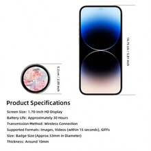 Wearable Smart Electronic Photo Frame Pendant, High-Definition GIF Video Badge, 600mAh Battery Capacity, Rechargeable Anime Tech Digital Accessory, Ideal Gift For Holidays And Birthdays - View 7