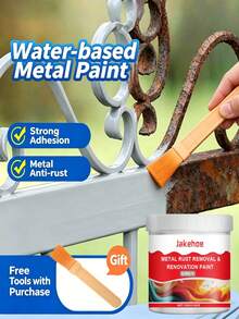 jakehoe 1pc/150G Water-Based Metal Rust-Proof Paint Rust Removal & Refurbishment 2-In-1, Eliminates Complex Traditional Rust Removal & Sanding Steps, Easy For Beginners To Use, Available In Gray / Black / White / Blue And Other Popular Colors, Suitable For Various Metal Materials, Whether Rusted Iron Railings, Yard Faucets, Metal Furniture, Iron Gates, Car Frames, Or Old Appliance Shells, Hardware Accessories, One Piece Handles All Home / Outdoor Metal Refurbishment Needs, Highly Practical - Water-based Metal Anti-rust Paint - View 2