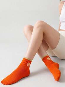 5 pares de calcetines hasta el tobillo con estampado de flores de margarita aleatorias para mujeres, transpirables, de moda casual y versátiles, para primavera/verano - Multicolor - Ver 5