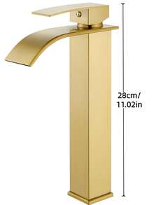 Matte Black Waterfall Bathroom Faucet, Single Handle Single Hole Mixer Tap With Large Rectangular Spout, Bar Sink Faucet - Multicolor - View 12