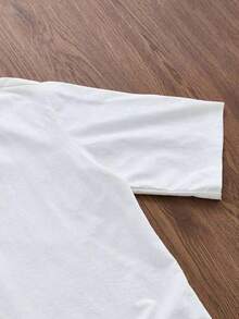 SWAVVY Camiseta blanca de corte holgado y corto, para hombre, estilo veraniego - Negro - Ver 5