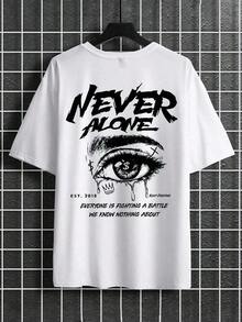 Manfinity Men's Short Sleeve Crew Neck T-Shirt With Letters And Eyes Graphic - White - View 2