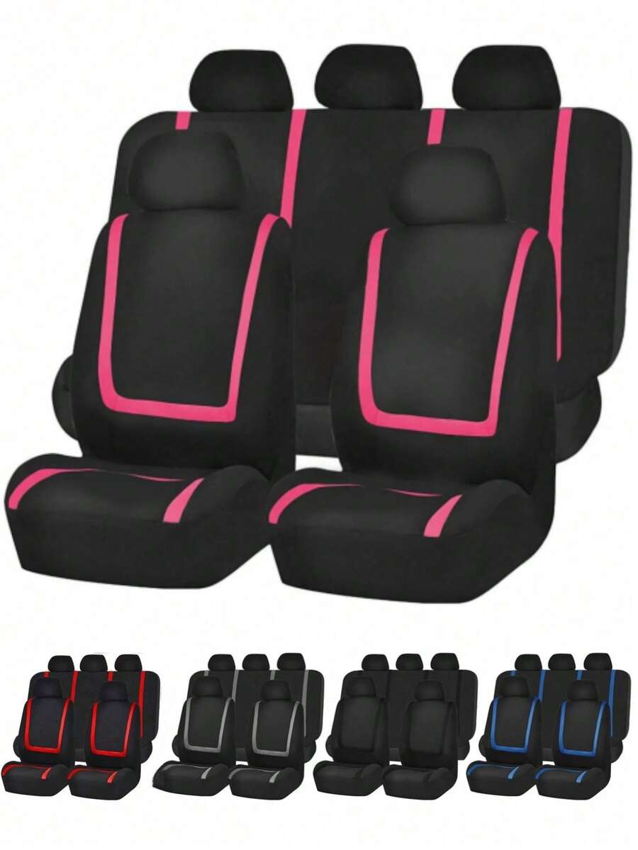 Universal Car Seat Covers - 9pcs Set (Full Set), 4pcs Set (Dual Seat), 2pcs Set (Single Seat) Options - U-Shaped Striped Design, Anti-Slip & Durable, Compatible With General Cars, SUVs, Sedans, And With Airbag - Easy To Clean, Upgrade Interior