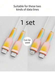 矽膠電纜保護套，耐用且時尚，防止電纜斷裂和斷開，適用於保護 Apple、Android 手機、充電器、電纜、Apple 和充電器，電線保護套，防彎曲 - 彩色 - 查看 15