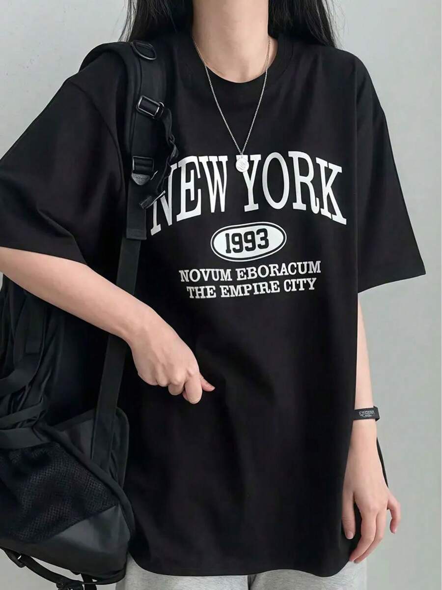 Women's T-Shirt For Spring And Summer - Black - View 1