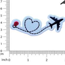 Airplane Heart Shaped Embroidered Patch - Interesting Design - Easy To Sew Or Iron On, Durable Fabric Badge, Suitable For Customizing Jackets, Bags, DIY Crafts, Etc. - Ironing Style - View 8