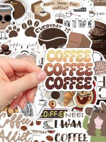 50pcs Coffee Addict Stickers Coffee Decorative Stickers For Laptop Suitcase Scrapbook Diy Decor - A - View 8