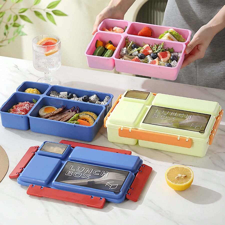1pc Large Capacity Lunch Box, Suitable For Students, Office Workers, And Picnics - Multicolor - View 1