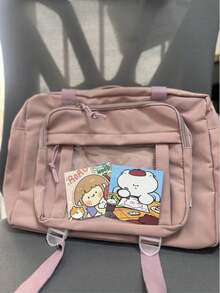 Japanische High School Mädchen JK transparente Tragetasche Rucksack Umhängetasche Schultertasche Ita Tasche große Umhängetasche Damen Ita Tasche - Altrosa - Übersicht 3