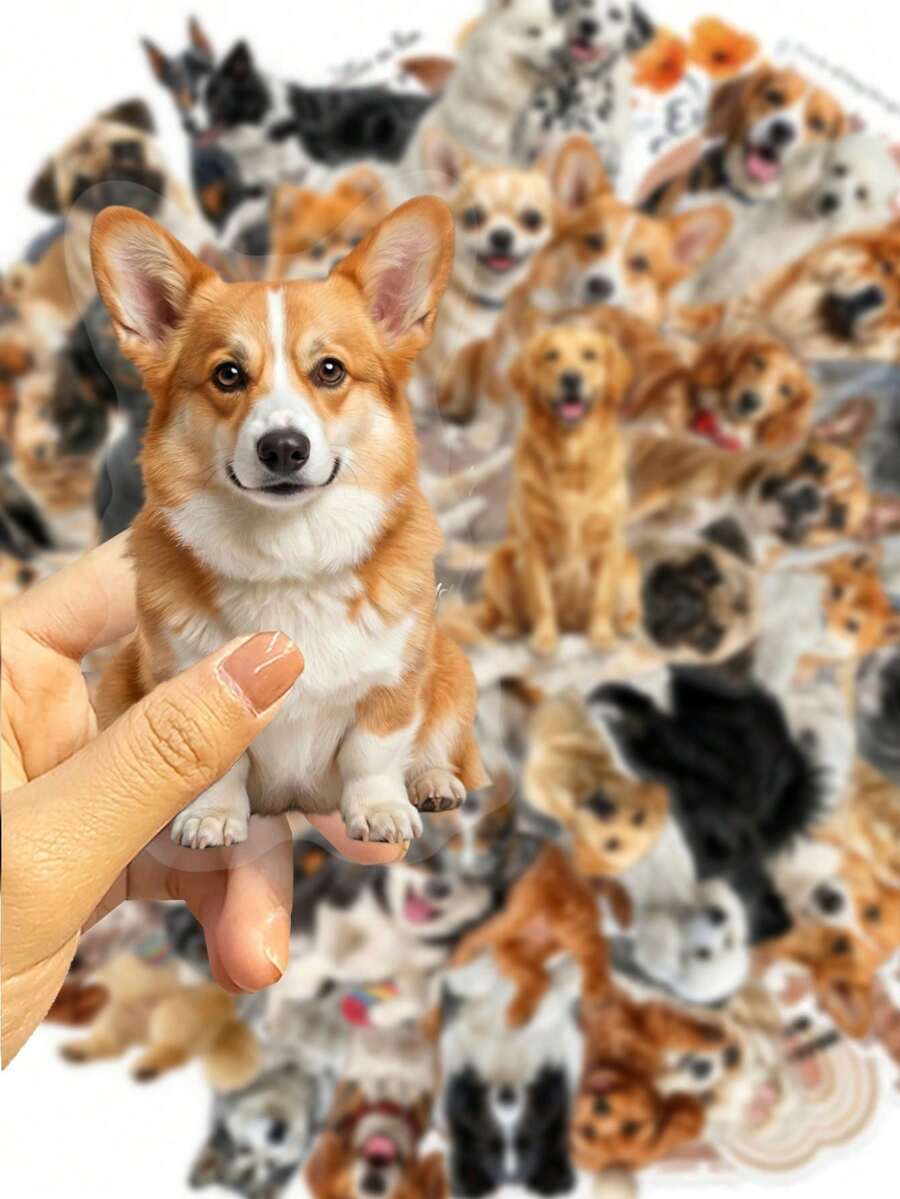 50 piezas de pegatinas lindas de razas de perros, calcomanías transparentes realistas y adorables de cachorros y mascotas esponjosas, ideales para diarios, scrapbooking, decoración de portátiles, botellas de agua, arte de papelería, manualidades DIY, regalos estéticos y recuerdos, útiles escolares - 7*6*1 - Ver 1