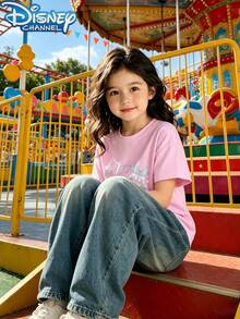 Disney 1 Piece Teen Girls Ariel Underwater World Print Short Sleeve T Shirt Summer Casual Baby Tee Teen Girl Clothes Summer Clothes Summer Tops Cute Tops - Hồng - Xem 3
